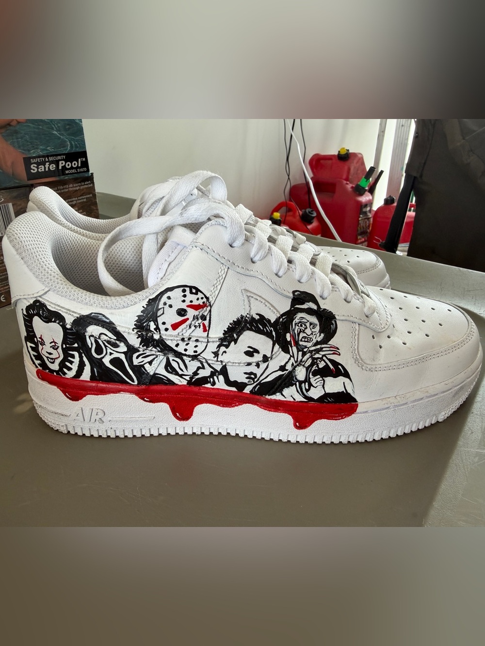 Custom Halloween Nike Air Force 1 White Sneakers US 8 - Personalized by hand